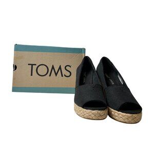 TOMS Women’s Michelle Wedge Sandals – Size 7 – Black